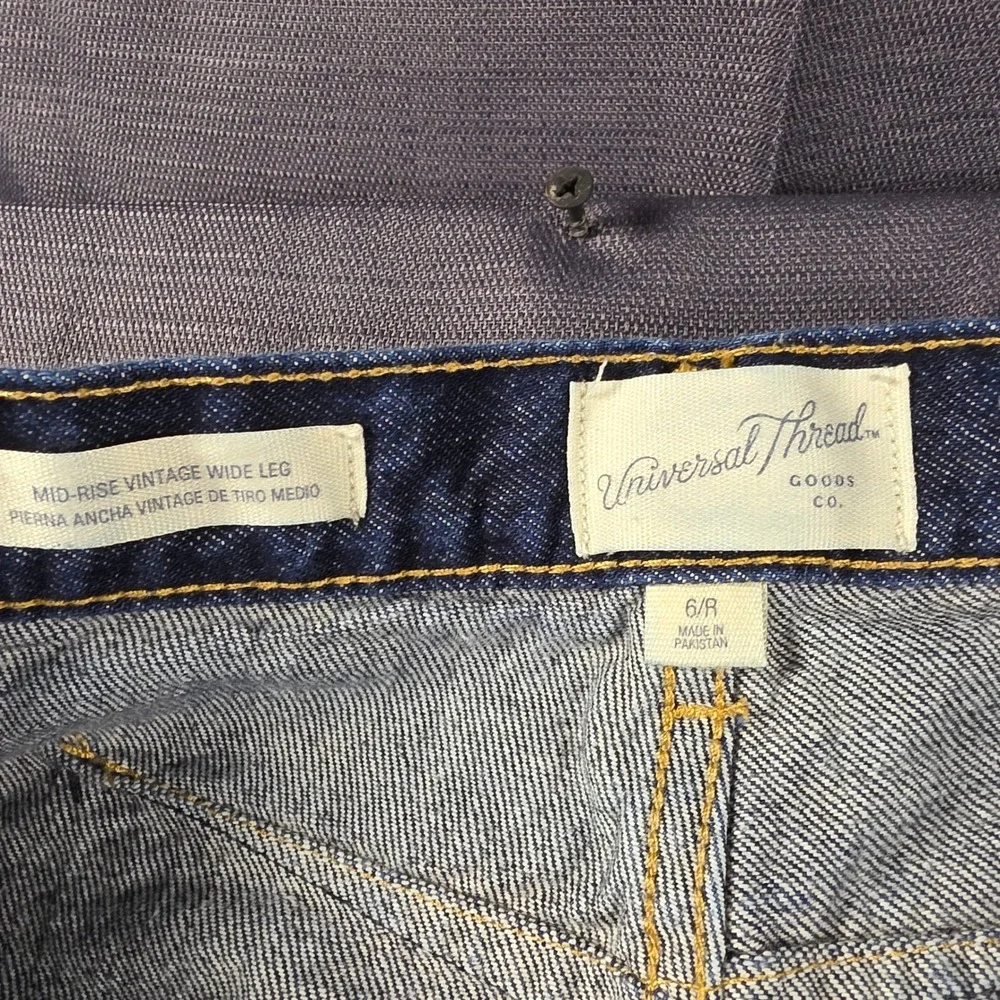 Universal Thread Mid-Rise Vintage Wide Leg Jeans Dark Wash Blue Size 6/R